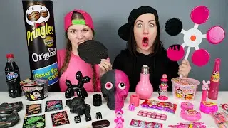Pink food vs black food challenge from Pico Poki