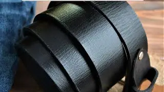 Авторский ремень из шикарной кожи растительного дубления "Черный Меланж | Фактурный обзор