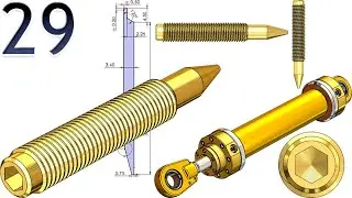 29-Project 44| Hydraulic Cylinder | SolidWorks Tutorial : nozzle for cushion screw