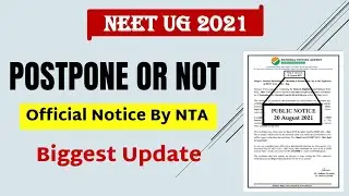 Neet 2021 Latest News || Neet 2021 Postpone or Not 🚫 || Official Notice From NTA || Neet Exam 2021