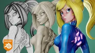 Zero Suit Samus 3D sculpt in Blender - Time Lapse