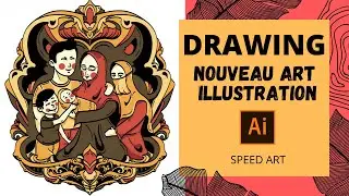 MENGGAMBAR dengan Style NOUVEAU ART di Adobe Illustrator | SPEED ART #04