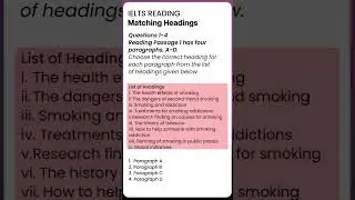 IELTS Reading Matching Headings | IELTS Practice 