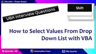 How to Select Values From Drop Down List with VBA | VBA Interview Questions in Hindi