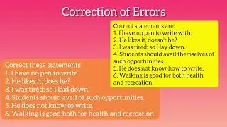 Correction of Errors| Error Correction Challenge| Improve your English| Learn with corrections