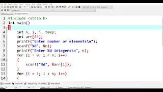 40.C Program to perform insertion sort | C programming Lab | PPS Lab