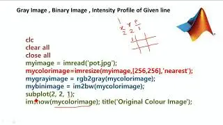 MATLAB CODES - Color image to Gray image, Binary image, intensity Profile