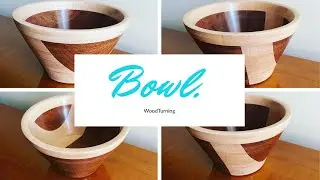 woodturning bowl - tornitura di una ciotola in due essenze di legno mogano e acero.