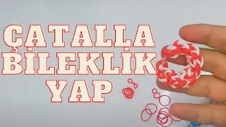 Çatalla Papatya Zinciri Bileklik Yapımı Rainbow Loom Bands