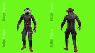 Sci fi man jumping. Loopable animation on green screen. 4k.