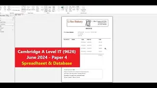A Level IT 9626 June 2024 Paper 4 - Spreadsheet & Database