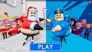 СHRISTMAS BARRY Team Vs POLICE BARRY Team in BARRY'S PRISON RUN! New Scary Obby (