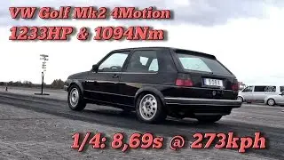 VW Golf Mk2 4Motion 1233HP 8,69s @ 273kph in Finsterwalde 2016