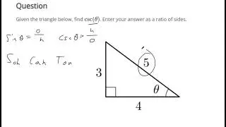 Evaluate reciprocal trigonometric functions using right triangles for a sine, cosine, or tangent fun