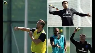 Raheem Sterling, Jesse Lingard and England team mates play around with Nerf ball
