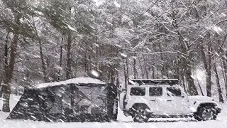 -15°C, COZY SOLO CAMPING IN A BLIZZARD❄️ㅣSnow ASMR