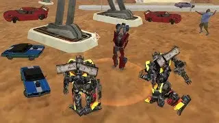 Vegas Crime Simulator - (Car Robot Lost and Surrender) - Two Transformer Robots Destroy Car Robots