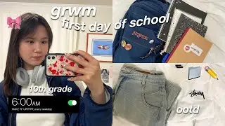 GRWM first day of school *sophomore year* 💭📓 6AM mornings, 10 min makeup routine, realistic ⋆ ˚｡⋆୨୧˚