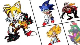 Drawing Friday Night Funkin' Part 3 (Sonic & Super Sonic, Tails, Eggman)