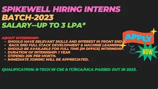 Spikewell Hiring 2023 Batch Students | | Spikewell Off Campus Drive for 2023 Batch