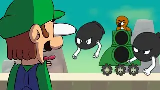 Luigi Fights the Monty Mole Military in Mario Bros DS