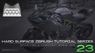 Hard Surface ZBrush Tutorial Series // Modeling A Kawasaki Ninja H2R // 23