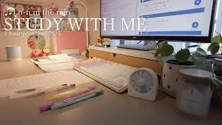 【study with me】25/5 pomodoro 1hour lofi♪ + rain☔ | study music |