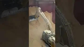 Back Hoe on Cargo hold taking Soya bean meal