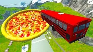 Car Jump Arena Jumping In Pizza & Pools Car Crashes - BeamNG drive