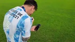 Messi hablando con Antonella y sus hijos luego de Ganar la Copa América 😍🇦🇷🏆
