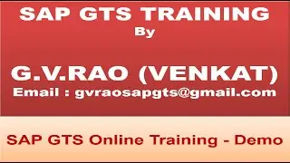 SAP GTS ONLINE TRAINING - GTS DEMO BY GTS GURU -- G.V.RAO