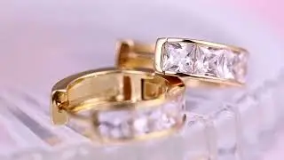 Серьги кольца конго под золото Old money с фианитами