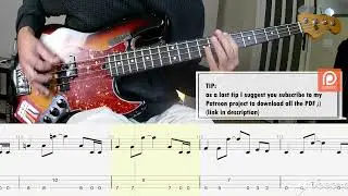 Guns N' Roses - Sweet Child O' Mine BASS COVER + PLAY ALONG TAB + SCORE