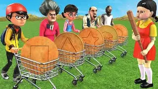 Scary Teacher 3D vs Squid Game Shopping Cart Squid Girl Nick Tani Win or loss 5 Times Challenge