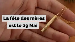 Meilleur cadeau de Fête des Mères- Collier avec Pendentif Barre Gravée 3D en Or Vermeil