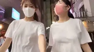 【ノーブラ散歩】2人で夜のホテル街に行ってみた結果...【ち○びぽっち】