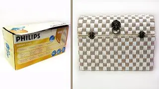 Cardboard box rework // Wicker crafts // How to make a storage chest