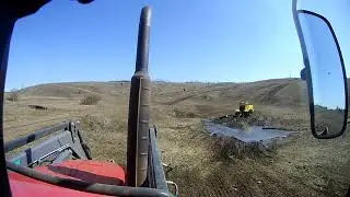 Боронование. Застрял К-700.