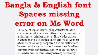 fix Spaces missing error on Microsoft Word Bangla and English Font Solve