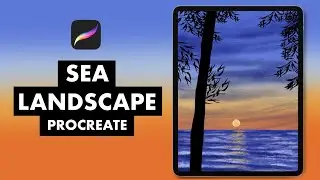 Sea Landscape Painting in Procreate (#Shorts)