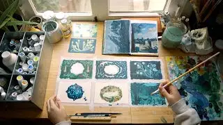 paint with me 🌨️ Oil & Gouache process — calm art video ☕️