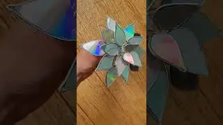 Handmade Silver Succulent Made from DVD Pieces and Wire