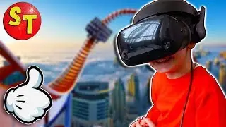 Влог Виртуальная реальность дома - игра американские горки в шлеме | roller coaster for funny kids.
