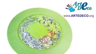 ARTE DECO: Tutorial Decoupage Pittorico su Piatto Pitonato - Pictorial decoupage on Plate python