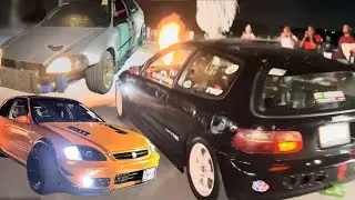 Turbo Honda’s go head to head | Audi S3 Vs Ford F-150 vs Turbo Civic| Ironshore Night Racing!