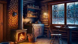 Cozy Cabin with Crackling Fireplace 🔥 Snow falling outside ❄️ Relaxing Sound for Sleeping