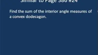 Page 386 #23, 24 and 25 Finding measures of individual interior and exterior angles