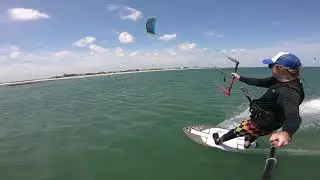 Off The Jetty Wall! In full control with the Switch Helium V4 9M Kite and Skimboard.