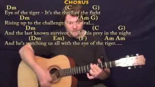 Eye of the Tiger (Survivor) Strum Guitar Cover Lesson with Chords/Lyrics