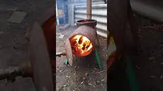 Испытание печки из газового балона (тяга, дым, огонь)